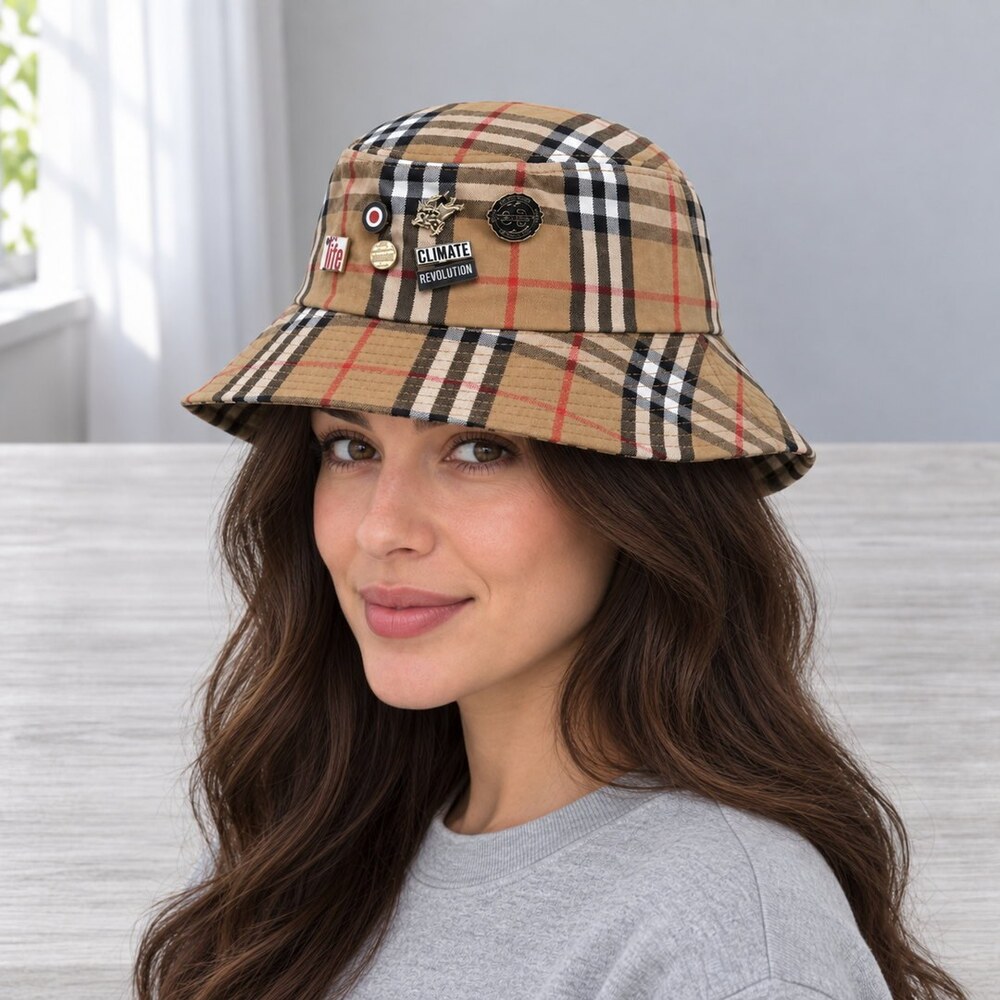 Burberry Vintage Check Badge Bucket Hat - Picture 3 of 6